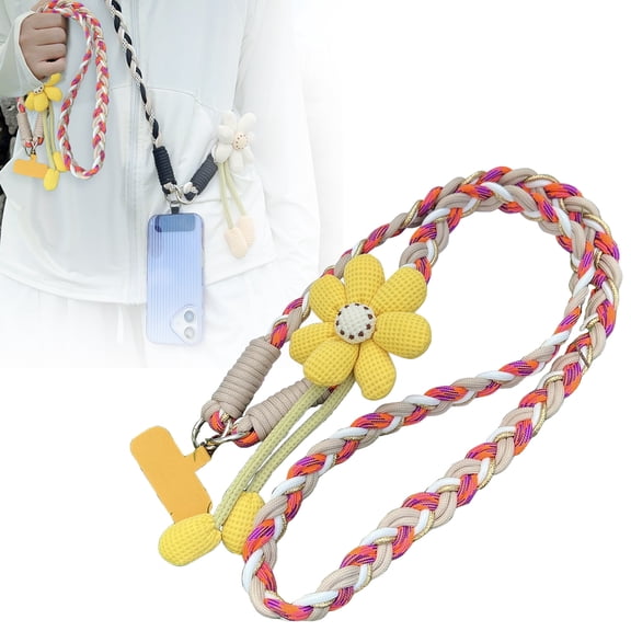 Trendy Woven Phone Lanyard with Crossbody Strap, Universal Phone Neck Strap with Clip for All Phones
