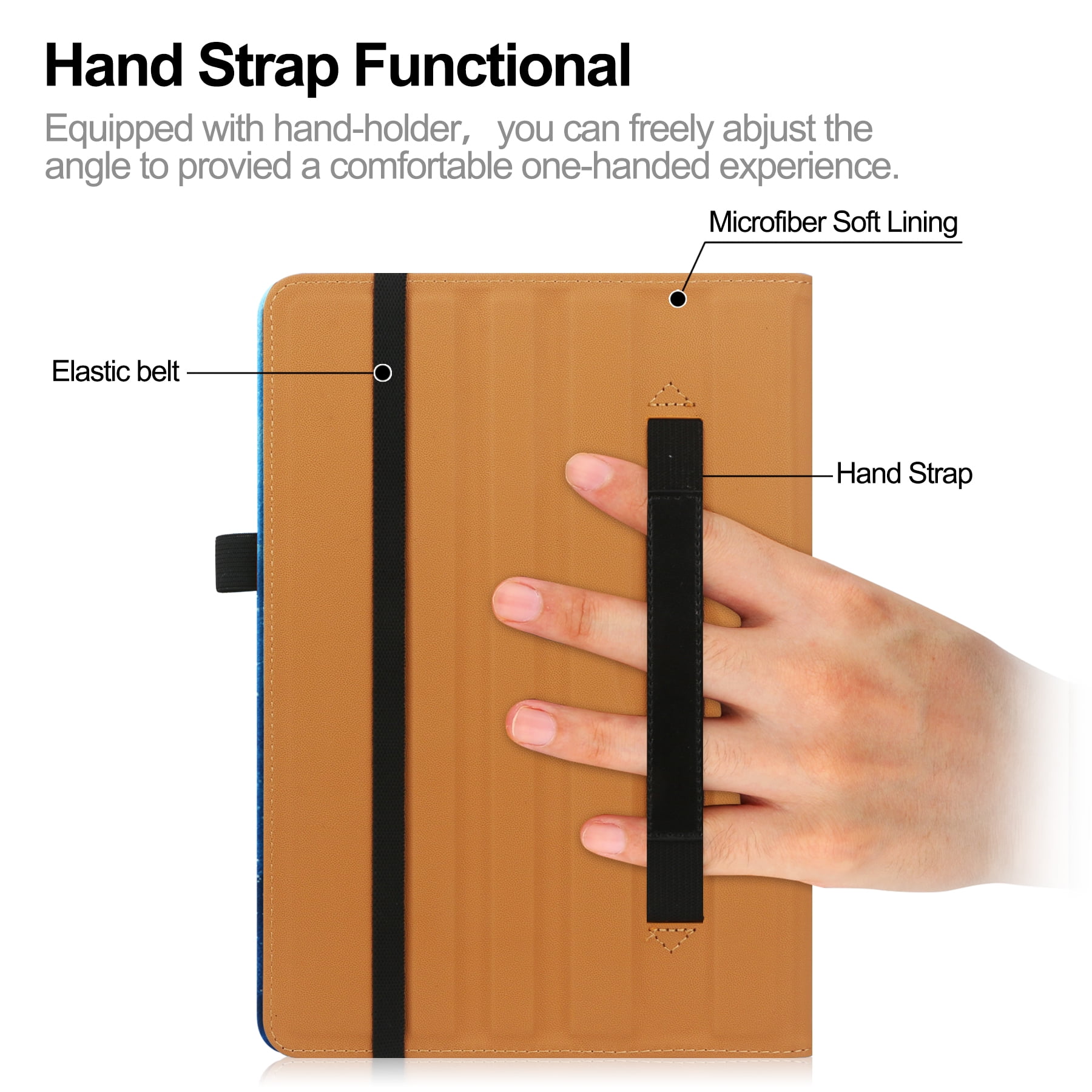 For iPad 6th 5th Gen Case/ iPad Air 1 2 Case, Auto Sleep Wake Kickstand Elastic Band Pencil Holder Front Pocket Business Case for Apple iPad 9.7" 2018/2017/ iPad Air 1 2 9.7", Blue Marble