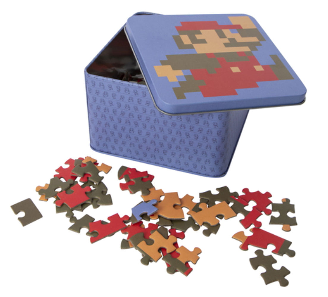 Nintendo Super Mario Bros Puzzle Tin with 250-Piece Jigsaw Puzzle, Retro  Mario 