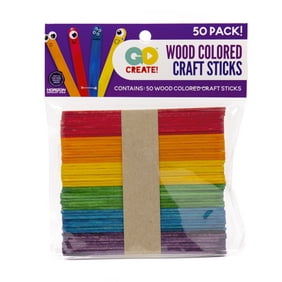Go Create Colored Wood Craft Sticks, 50-Pack Rainbow Craft Sticks