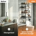 thumbnail image 5 of Bonhappy Over the Toilet Storage Shelf, 4-Tier Bathroom Organizer Rack, Space Saver Stand with Deep Wire Basket & Adjustable Feet, Brown, 5 of 7