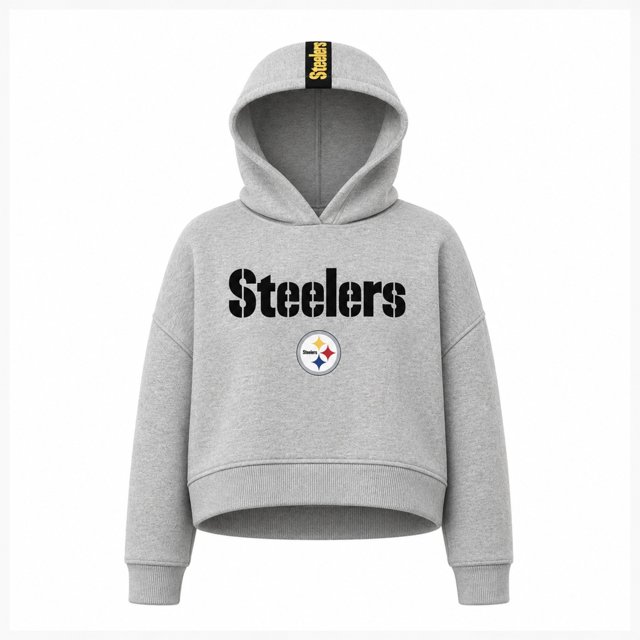 Sudadera Hoodie NFL para Mujer Manga Larga con Capucha Steelers Gris Talla M