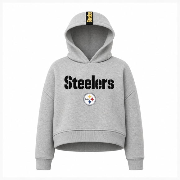 Sudadera Hoodie NFL para Mujer Manga Larga con Capucha Steelers Gris Talla EG