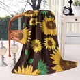 thumbnail image 2 of Brown Green Bud Sunflower Pattern Blanket,Comfortable Soft Lamb Wool Throw Blanket,All Season,Warm Lightweight Blankets for Sofa Bed Couch Living Room Chair,40"x50", 2 of 4