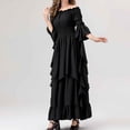 thumbnail image 3 of WREESH Halloween Dress Women's Fashion Solid Color Long Sleeve Off-The-Shoulder Ankle Dress Black, 3 of 9