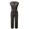 thumbnail image 3 of Womens Rompers for Summer Sleeveless V Neck Cropped Lace Up Jumpsuit, 3 of 4