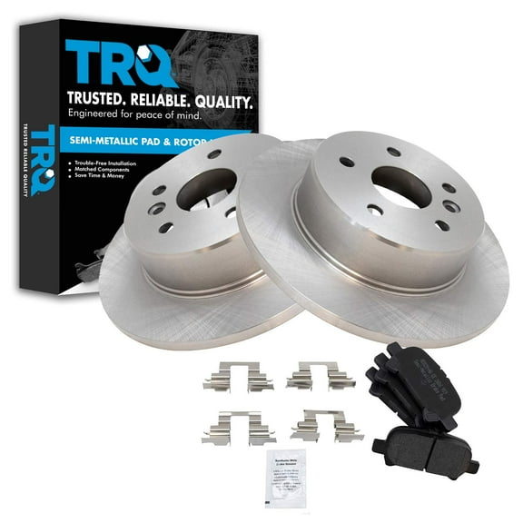 TRQ Rear Brake Pad & Rotor Kit Brake Pads Brake Rotor Semi-Metallic Fits Select 2000-2004 Toyota Avalon