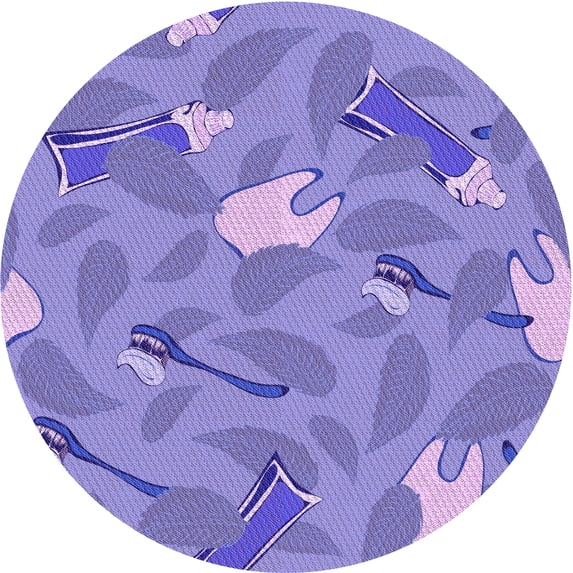 Ahgly Company Indoor Round Patterned Purple Mimosa Purple Area Rugs, 6' Round