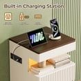 thumbnail image 6 of Pikvki Fluted Nightstand with Charging Station & LED Light, Modern End Table with 2 Drawers and Pull-Out Shelf for Bedroom, White, 6 of 11