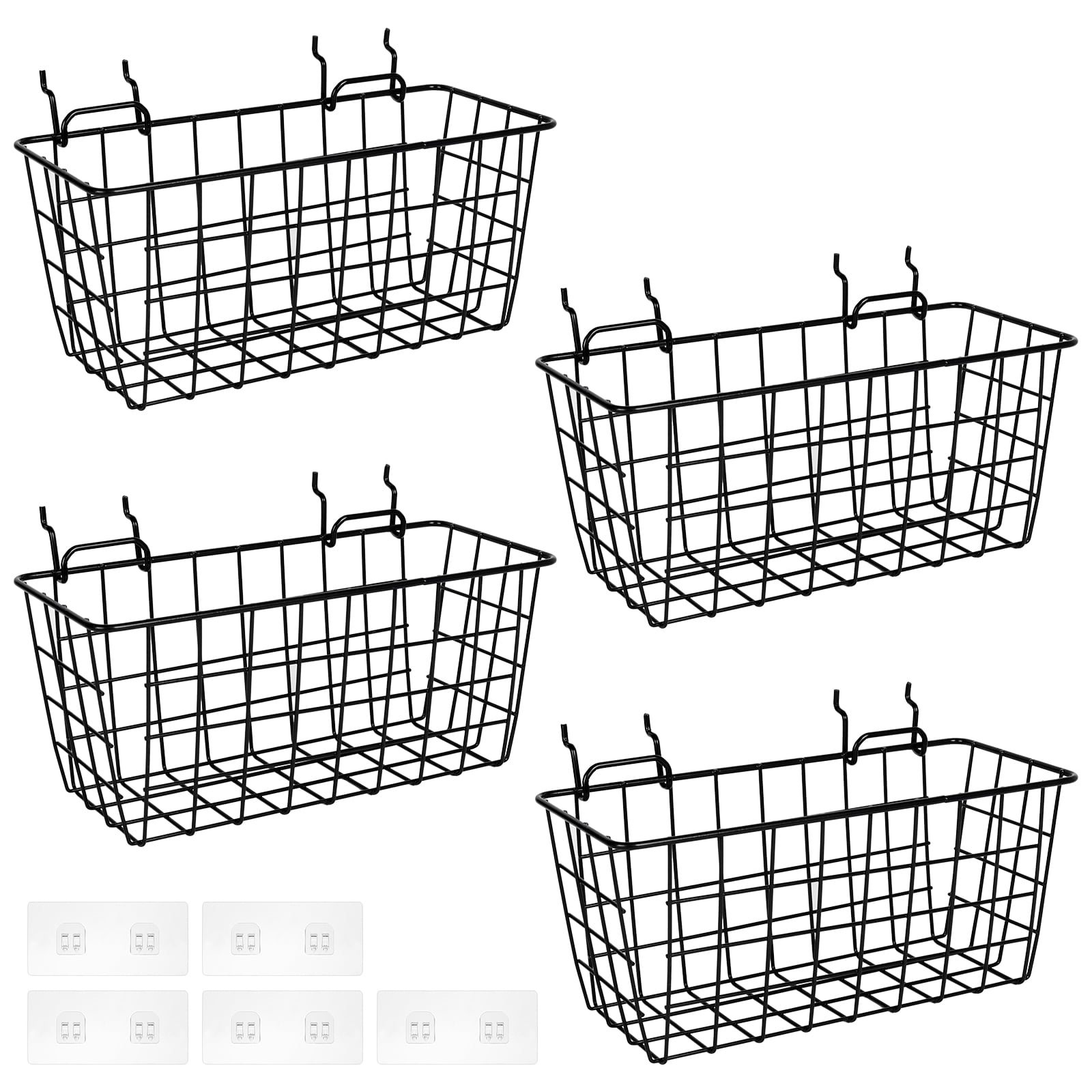 G.Core 4Pack Metal Pegboard Baskets with Stickers, Organize Tools Workbench Accessories Garage