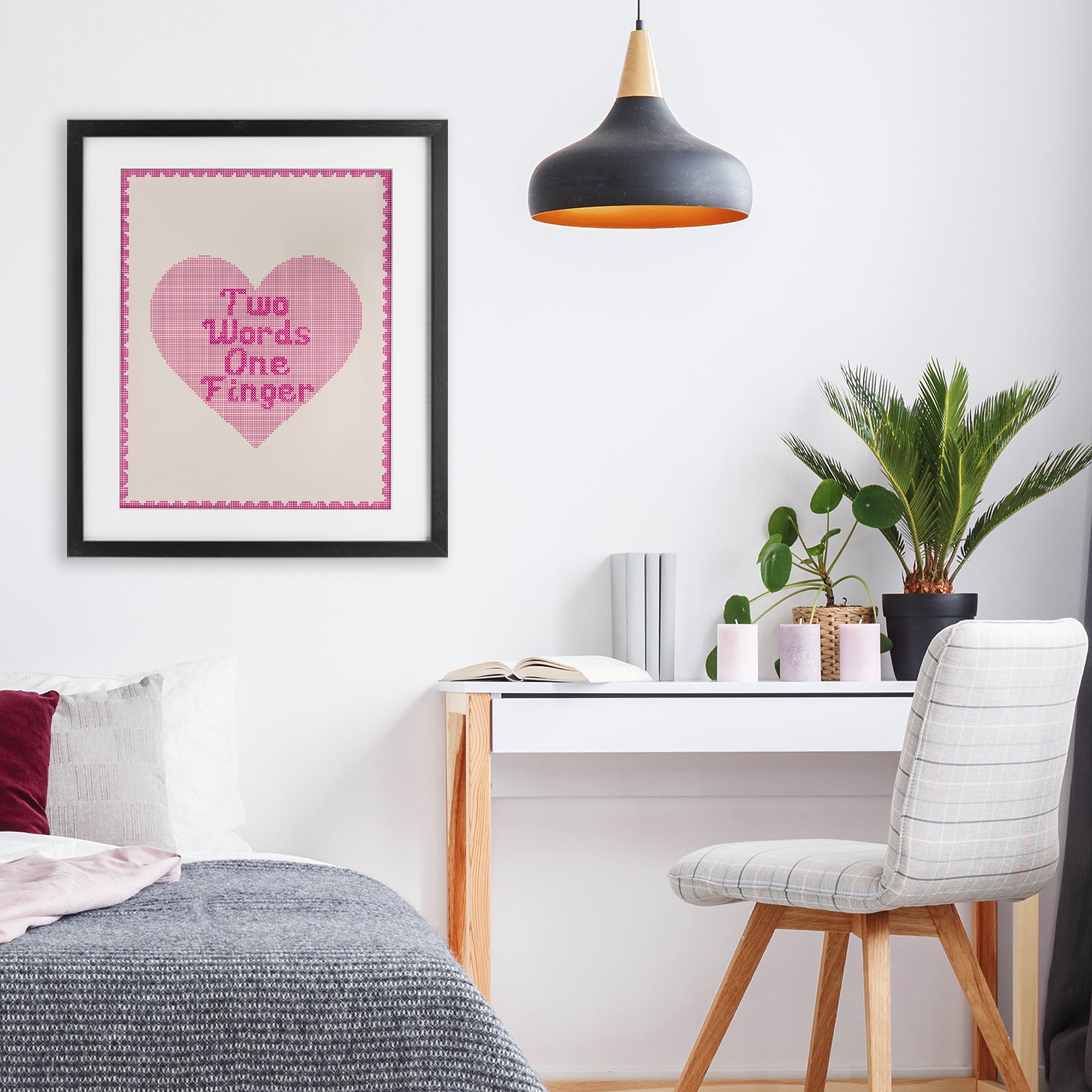 Stupell Industries Two Words One Finger Heart Black Framed Print Under Glass, design by Lil' Rue
