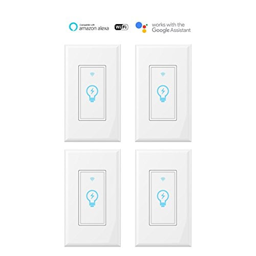 Smart Light Switch KULED 4PACK Compatible with Google Assistant Timer Schedule 