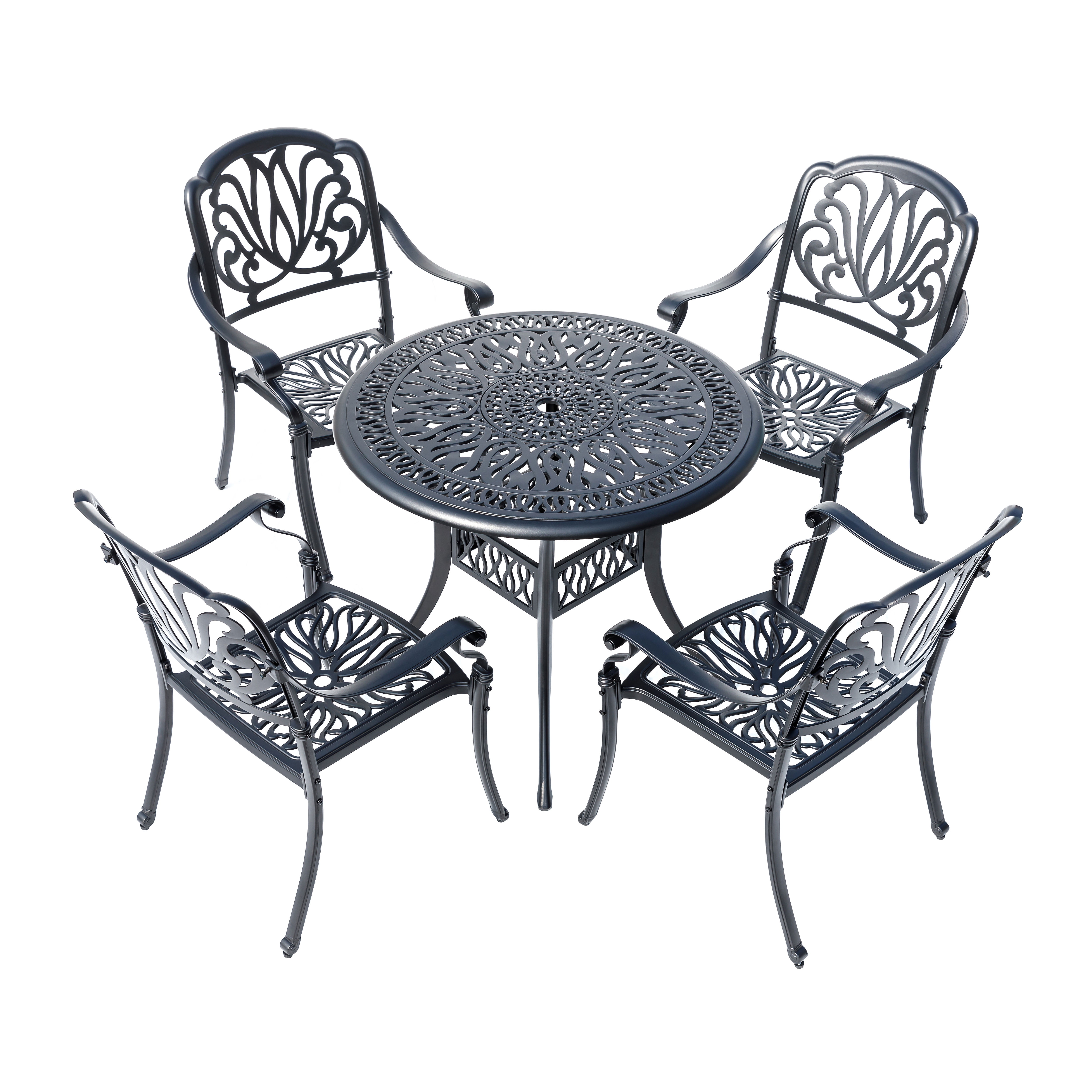 Sleek Black Bistro Bliss Collection- Elegant Cast Aluminium Patio Set