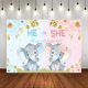 thumbnail image 1 of Elephant Gender Reveal Baby Shower Photo Backdrop Pink or Blue Elephant Flower Background He or She What Will Baby Be Newborn Baby Party Decorations B, 1 of 4
