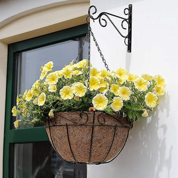 2 Pack Hanging Basket Brackets, Large Heavy Duty Wall Hanging Plant Basket  Bracket, 10 Inch Outdoor Indoor Home Garden Iron Plant Wall Hooks For Plant  