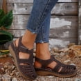 thumbnail image 6 of CQONEPT Women's Wedge Sandals Summer: Closed Toe Sandals for Women Platform Dressy Wedge Size 8.5 Coffee, 6 of 8