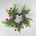 thumbnail image 2 of Mini Christmas Candle Rings Wreaths 11.02 Inch Pine Garland with Red Berries Pinecones Artificial Wreaths for Table Centerpieces Cabinet Pillar Window Wall Holiday Decor, 2 of 6