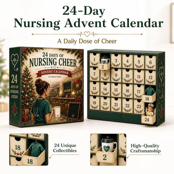 24 Days of Nursing Cheer Advent Calendar 2026, 2D Acrylic Nursing‑Themed Collectible Miniature Ornaments Countdown Surprise Gift Box For Holiday Desktop Display Themed Collection Present