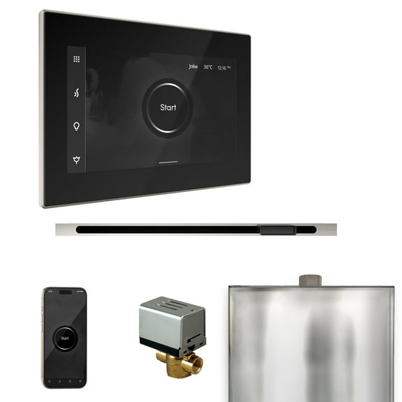 Mr Steam XButler Steam Shower Pkg w/iSteamX Control and Linear Steamhead in Black Polished Nickel