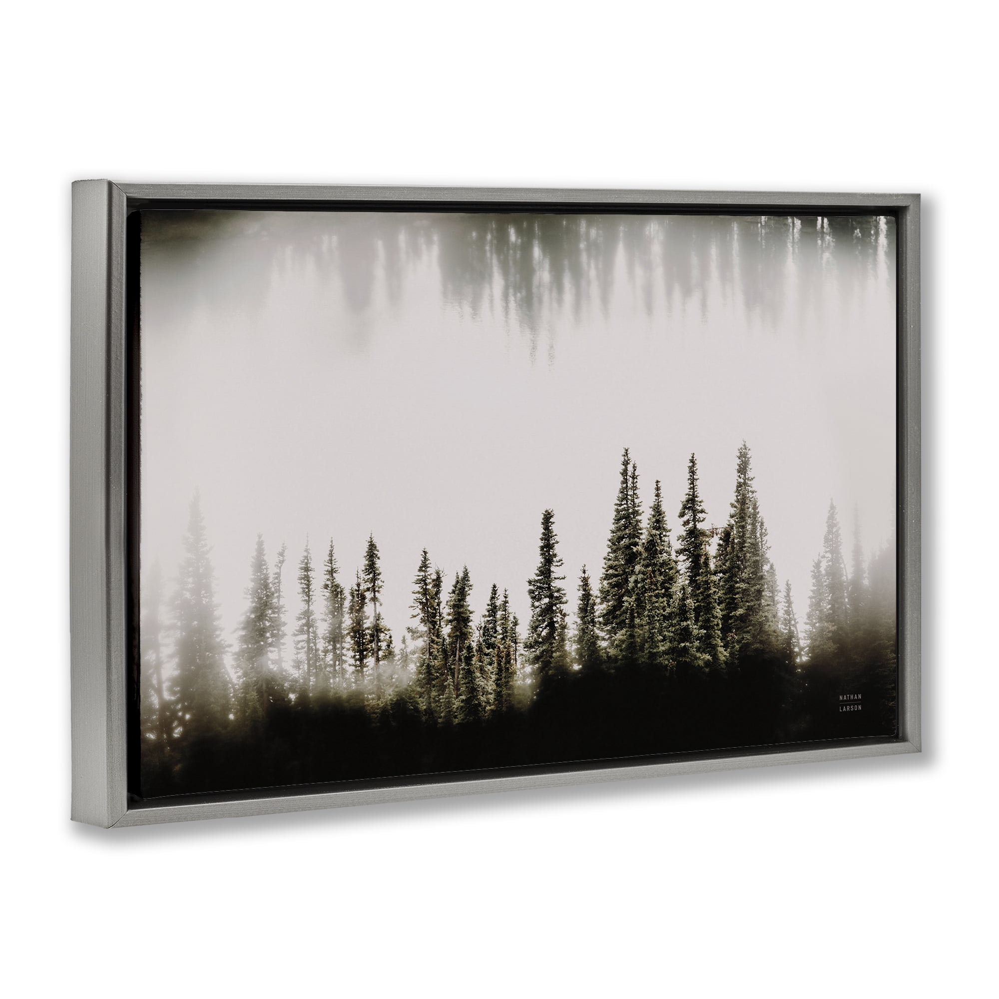 Stupell Industries Waterwood Tree Composition Landscape & Nature Painting Gray Floater Framed Canvas Art Print Wall Art, 31 x 21