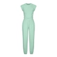 thumbnail image 2 of Summer Plus Size Two Piece Outfits for Women Fashion V Neck Short Sleeve Blouse +Loose Pockets Pants Sets, 2 of 6