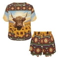 thumbnail image 5 of Yuyamidu Aztec Pjs for Women Set 2 Pieces Casual Scoop Neck Pajama Tops with Shorts Size M Sunflower Short Sleeve Sleepwear Highland Cow Home Wear Lounge Wear, 5 of 7