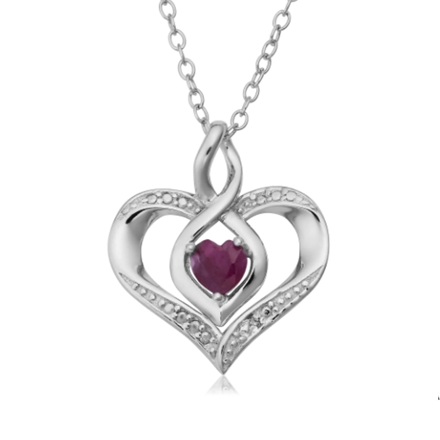 Jewelry Affairs Sterling Silver Heart Shape Gemstone July Birthstone