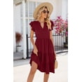 thumbnail image 3 of Summer V-neck Ruffle Sleeve Short-sleeved Solid Color Casual Dress, 3 of 8