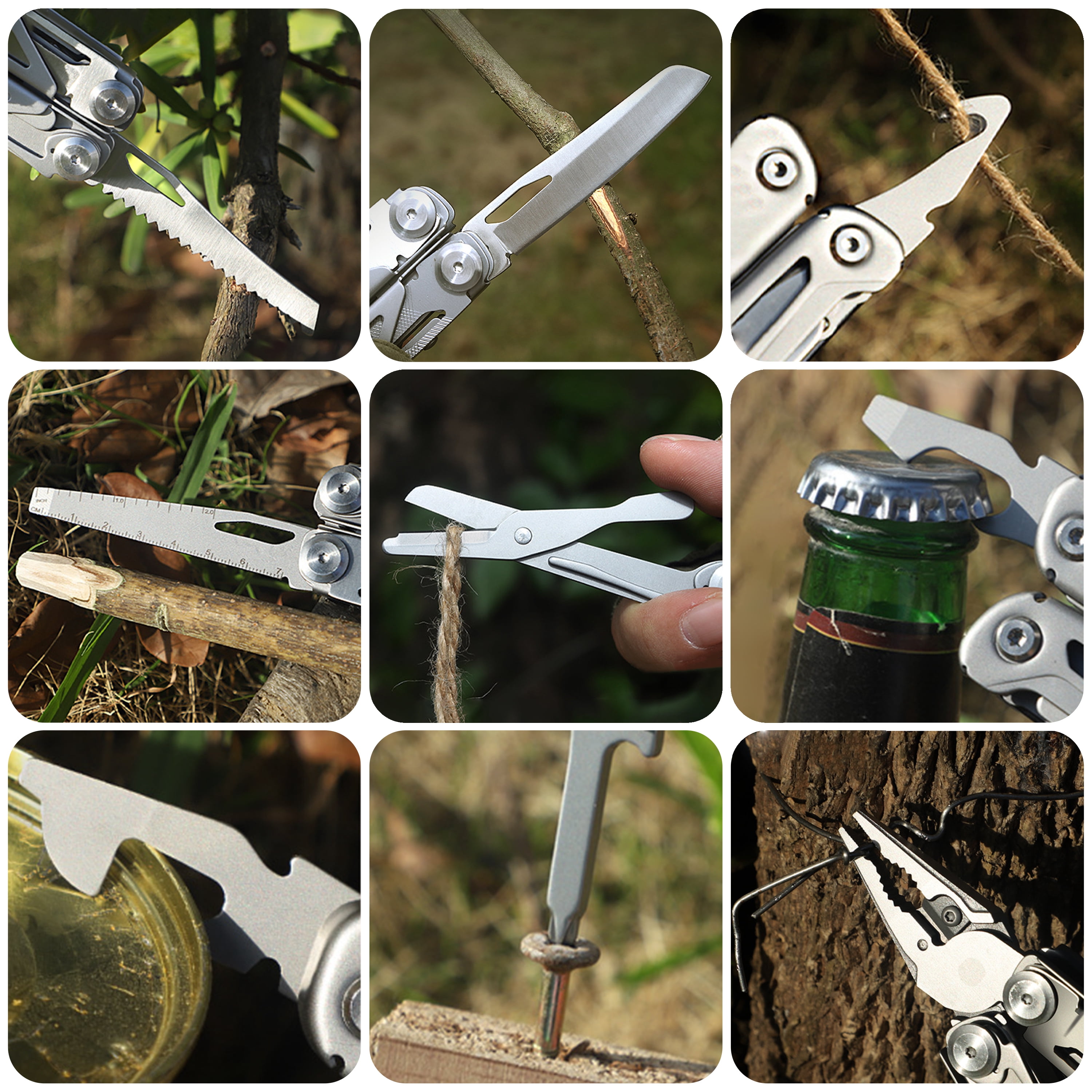 HFS(R) Multi-Tool for Camping Stainless Steel Multi-Functional Scissors Foldable with Carry Bag Pocket Multitools for Outdoor Activities and DIY