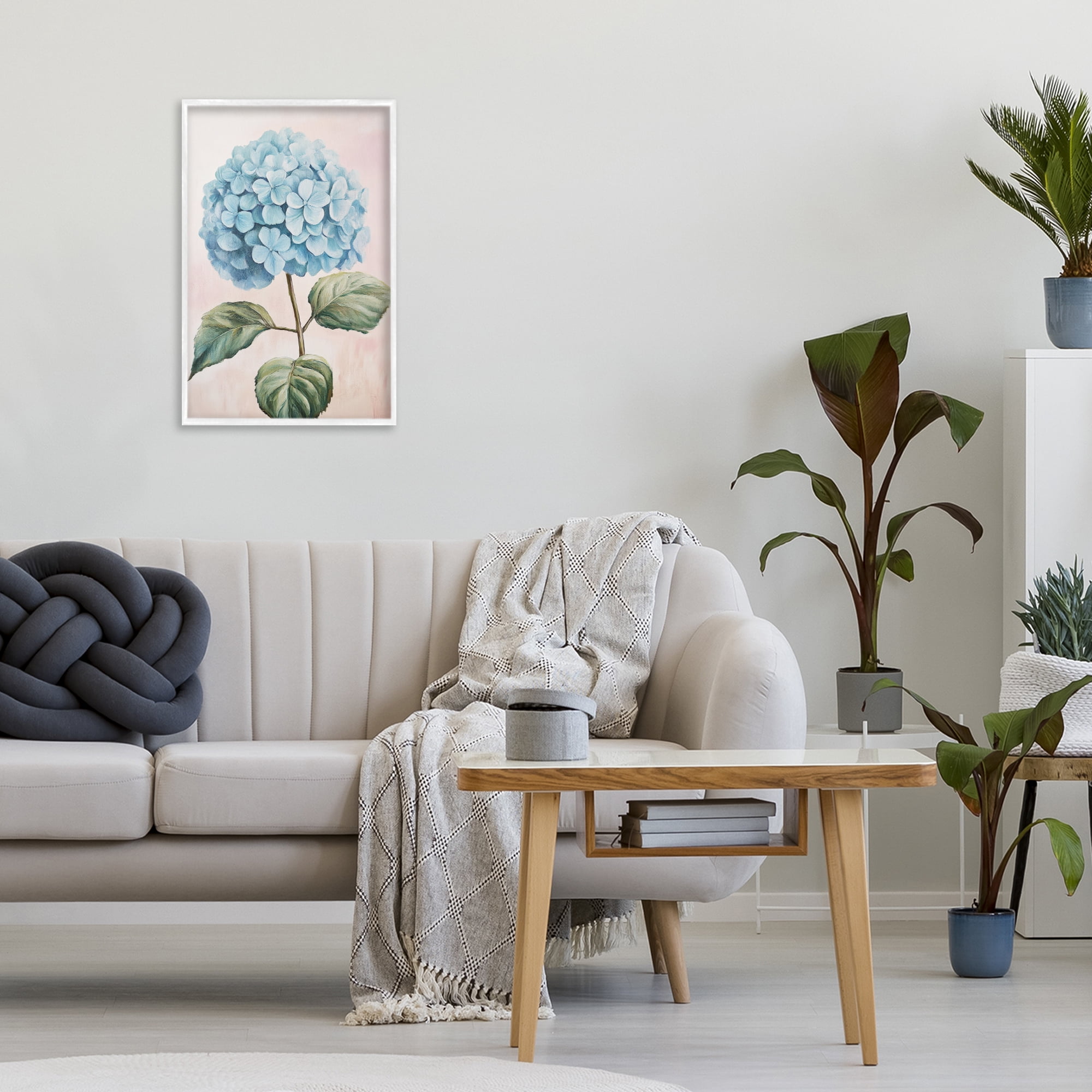 Stupell Industries Delicate Baby Blue Hydrangea White Framed Giclee Art, design by Petal Prints Design