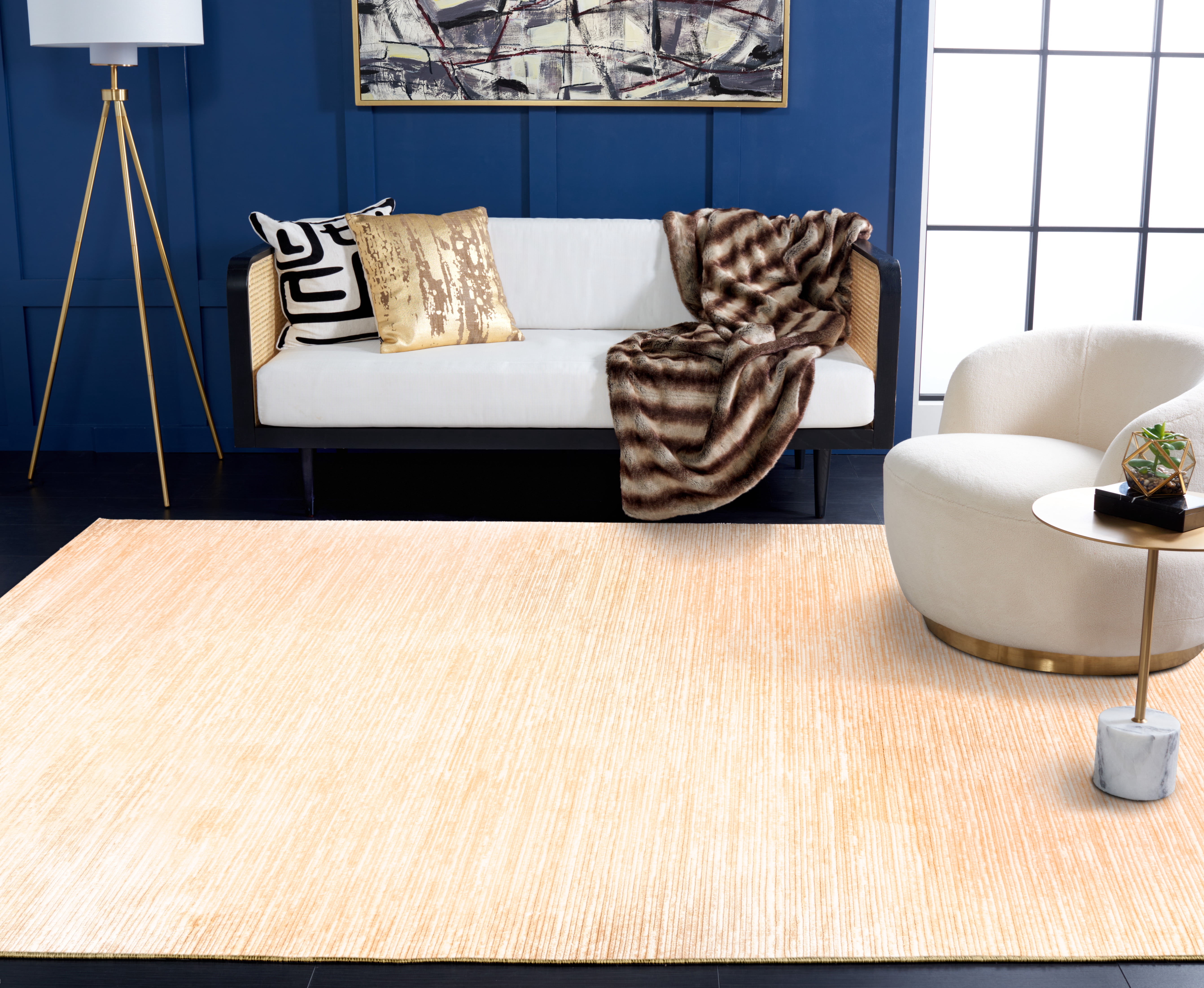 SAFAVIEH Vision Adrasteia Overdyed Solid Area Rug, 6' x 9', Beige - Modern Design, Beige, Non-Shedding & Easy Cleaning, Ideal for Living Room, Bedroom, Dining Space