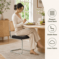 thumbnail image 6 of Dining Chairs Set of 2, PAPROOS Linen Upholstered Kitchen Chairs, Mid Century Dining Room Side Chairs Sett with Cane Back and Stainless Steel Chrome Legs for Kitchen Living Room, Black, 6 of 12