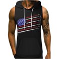 thumbnail image 2 of Pitauce Mens Sleeveless Patriotic Hoodies for 4th of July, Gym Workout Hooded Tank Tops Bodybuilding Muscle Cut Off T-Shirt with Pockets, 2 of 5