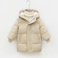 thumbnail image 2 of Ruyang Kids Winter Puffer Coat Boys Girls Padded Warm Puffy Long Parka Coat Zip Up Button Hooded Down Quilted Outwear, 2 of 9