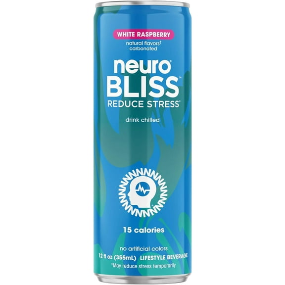 neuroBLISS, Raspberry, Stress Reducing Beverage; 12oz Can (Pack of 12)