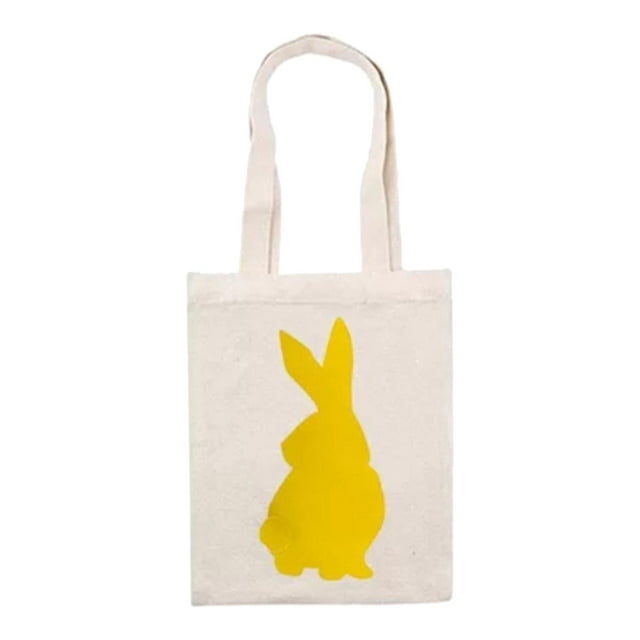 Bolsa de conejito de Pascua no tejida con asas, bolsas de regalo para fiestas, bolsa de regalo de conejo para Amarillo