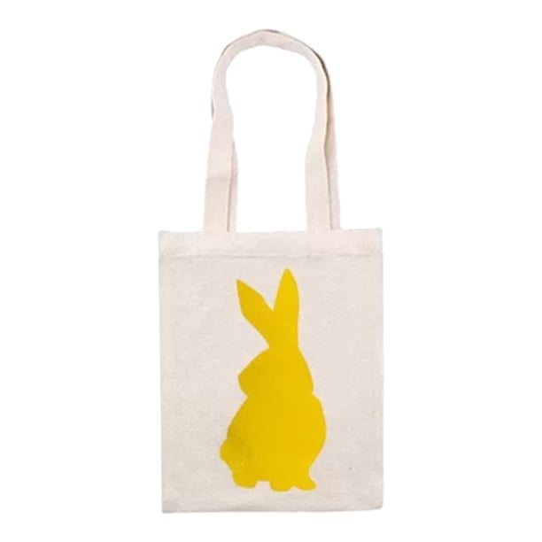 1 bolsa de regalo de Pascua con forma de conejito, no tejida, para dulces, huevos y fiestas de Pascua, 23 x 17 cm. Amarillo