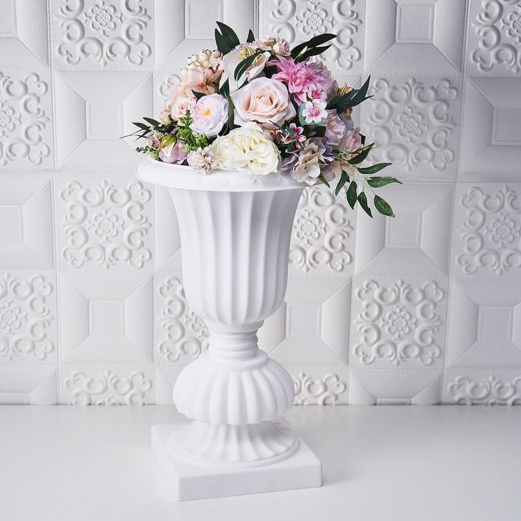 Efavormart 2 Pack 20" PVC Urn Planter, Floral Pedestal Flower Pot