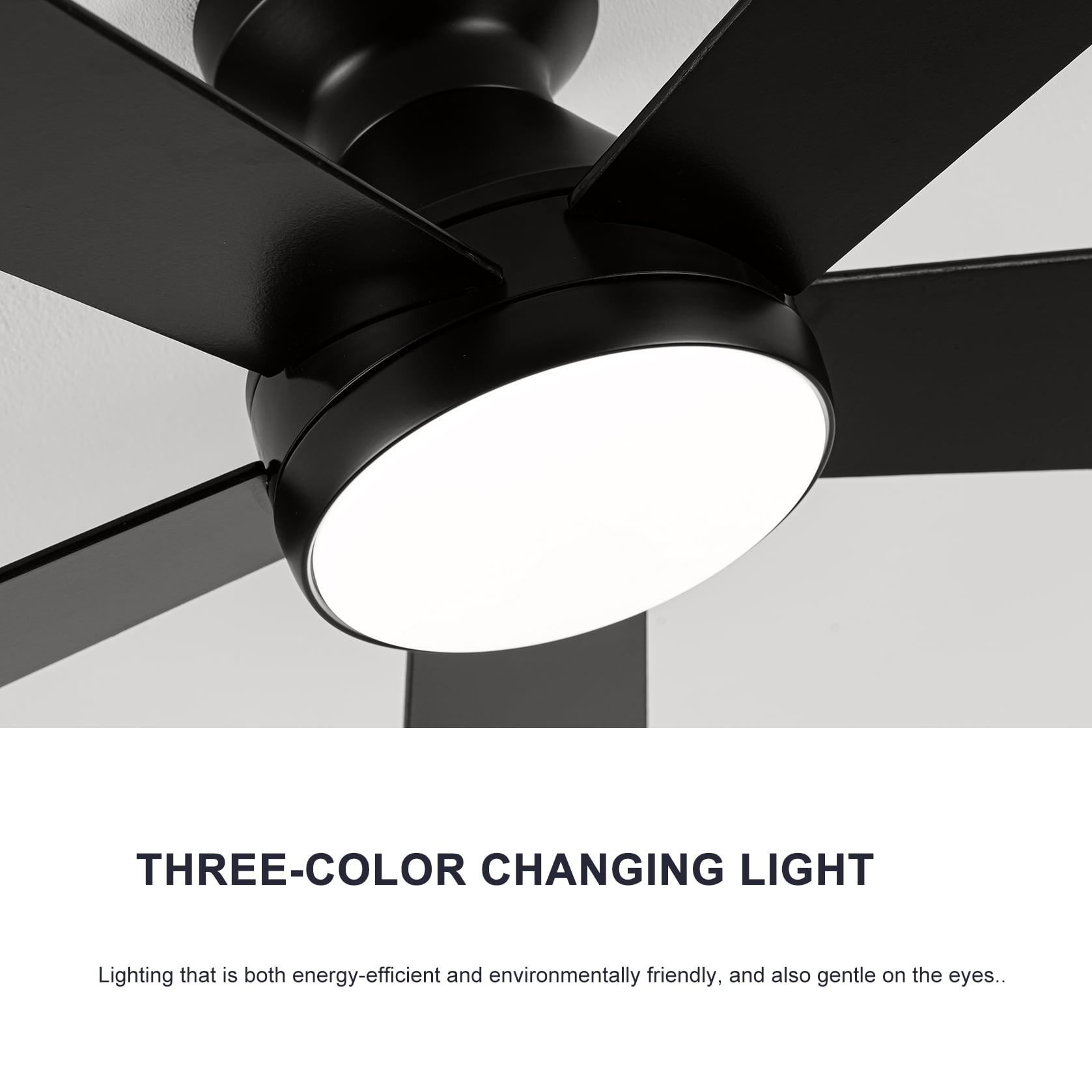 Mintazer 52 in Low Profile Ceiling Fan with Dimmable LED Light & Remote Control, Modern Ceiling Fan with Noiseless for Bedroom Living Room, Black