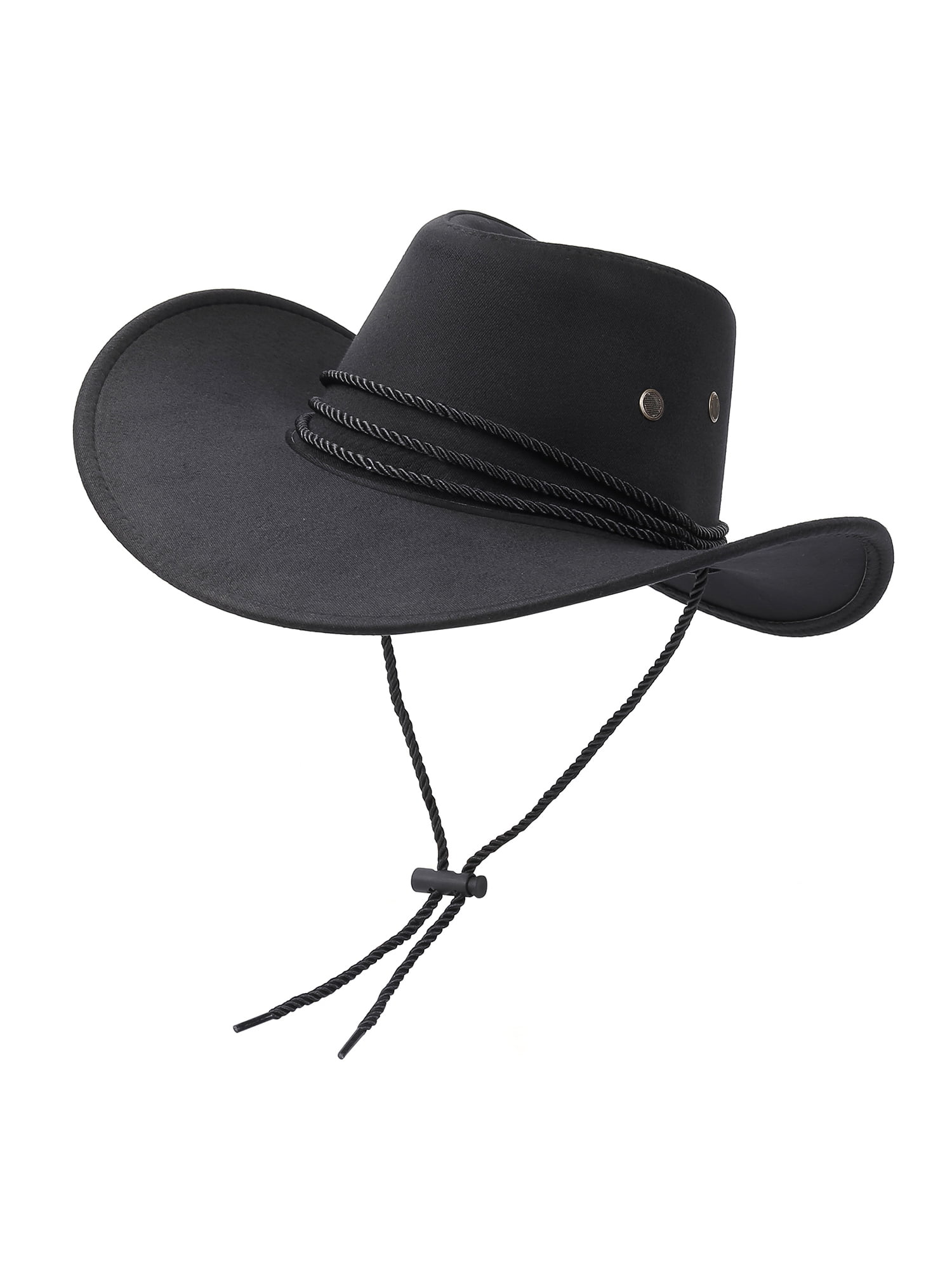 Seyurigaoka Men Cowboy Hat with Adjustable Chin Rope Wide Brim Accessories