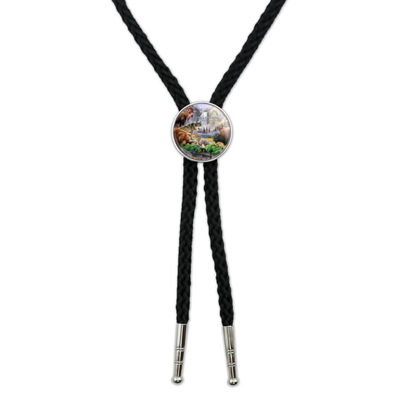 Yellowstone National Park Wyoming Montana Idaho Animals Wolf Bear Fox Bison Western Southwest Cowboy Necktie Bow Bolo Tie