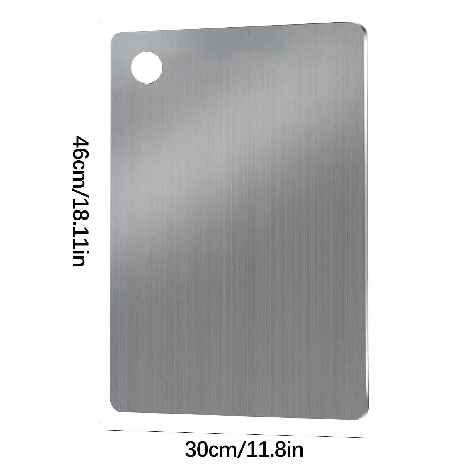 HengDidi 1mm Thick Double Sided Stainless Steel Chopping Board Kitchen Cutting Mat Hygienic Non Porous Easy Clean Hanging Hole Meat Vegetable Prep Durable