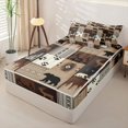 thumbnail image 2 of Erosebridal Patchwork Rustic Pattern Zipper Twin Comforter Sets with Fitted Sheet and 2 Pillowcases,Wildlife Animal Print Zipper Bedding Set,Beige Taupe Brown,Black Reversible, 2 of 6