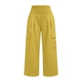 thumbnail image 6 of Pxxlle Cargo Pants for Women Elastic Waisted Palazzo Pant Casual Wide Leg Trousers for Hiking Outdoor Yellow M, 6 of 7