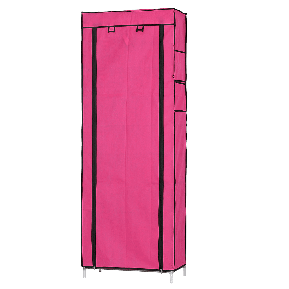 Hassch 10-Tier Shoe Rack with Cover and Side Pockets for Hallway Entryway, Rose Red