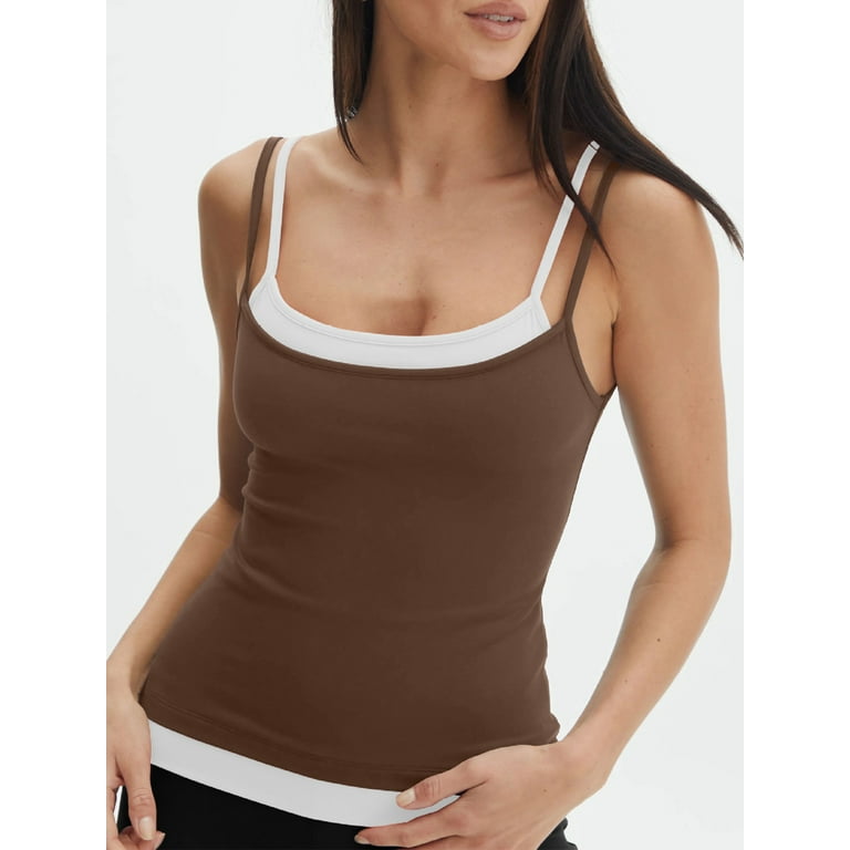 Casual Solid Patchwork Spaghetti Strap Sleeveless Two Pieces Casual Solid Patchwork Spaghetti Strap Sleeveless Two Pieces