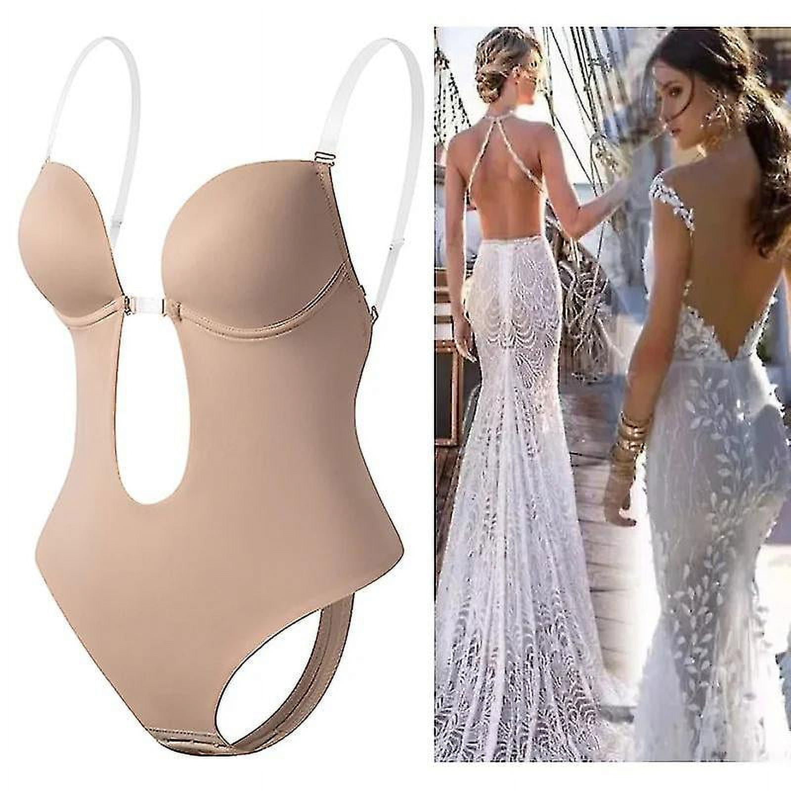 Women Body Shaper Slips Backless Bra G string Waist Trainer U Plunge Underdress Shapewear Walmart