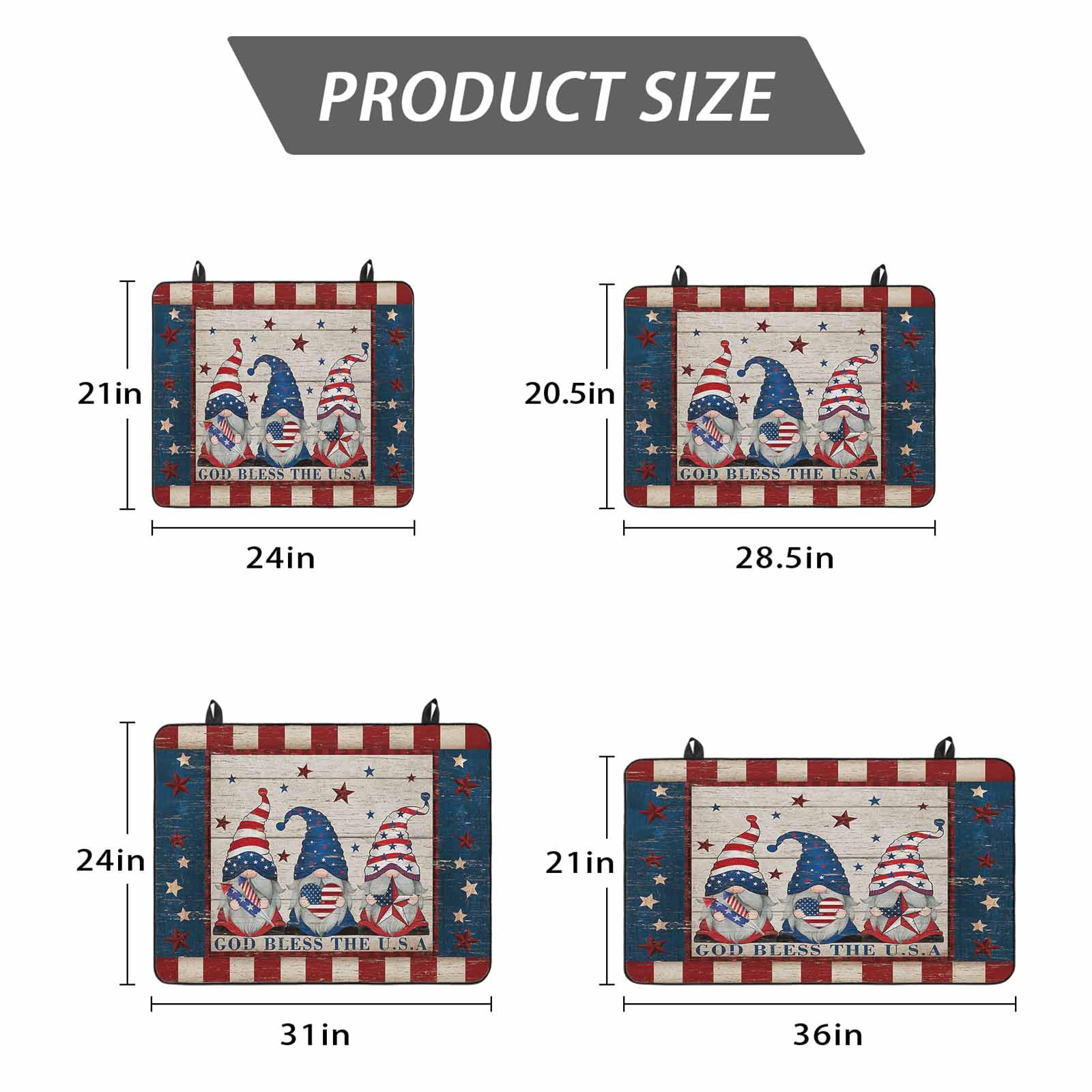 4th of July Gnomes Stove Top Cover for Electric Stove, Heat-proof & Non Slip Glass Top Stove Cover Protector, Independence Day Dwarf American Flag Star Kitchen Flat Cooktop Rubber Mat 24x21 Inches