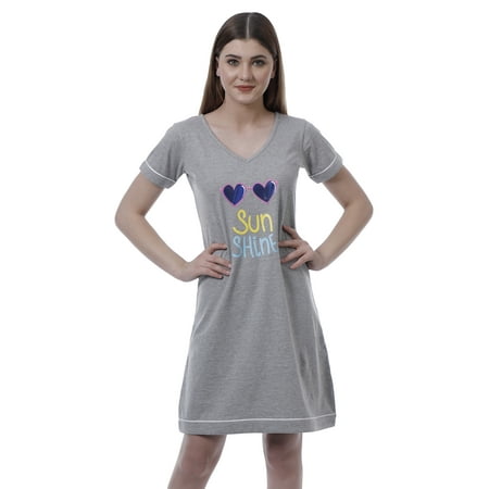 

Inkmeso Soft Cute Printed Sleepwear Cotton Jersey Graphic Nightdress Breathable Loungewear