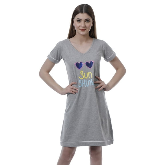 Inkmeso Soft Cute Printed Sleepwear Cotton Jersey Graphic Nightdress Breathable Loungewear